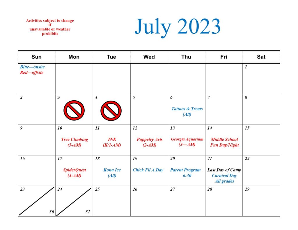 Summer Day Camp Field Trips Cannon United Methodist Church